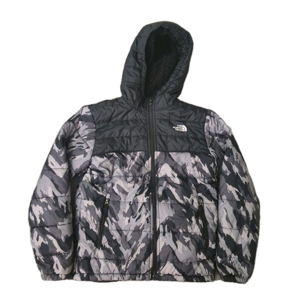 The North Face Boys Camo Reversible Fleece Puffer Jacket Size L (14/16)